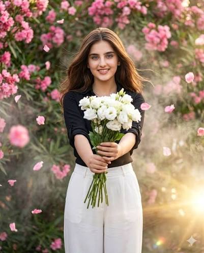 Falling Petals & White Flowers Portrait