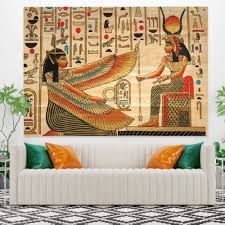 ديكور جداري ملكي مصرى تاريخي من ليوفاوا جداري معلق على الحائط المصري القديم  نسيج جدار الفن ديكور المنزل نسيج لغرفة المعيشة غرفة النوم ديكور المسكن  71x63 بوصة : Amazon.ae: المنزل والمطبخ