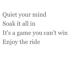 Quiet Your Mind Soak It All In It S A Game You Can T Win Enjoy The Ride Zac Brown Band Country Song Quotes Country Quotes Cool Words