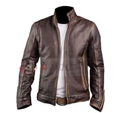 Hombre Vintage Hecha A Mano Cafe Racer Elegante Cuero Chaqueta Biker Marron Envejecido Stylish Leather Jacket Distressed Leather Jacket Real Leather Jacket
