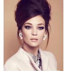 Late 60 S Early 70 S Pinup Like Look Neutral Makeup Semi Bold Eyes Hair Up Do Women S Suit Retro Hairstyles Vintage Wedding Hair Hair Styles