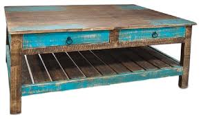 Whether you are looking for a rustic round coffee table or maybe a rustic. Rustic Distressed Solid Wood Coffee Table With Drawers Beach Style Coffee Tables By Crafters And Weavers Houzz