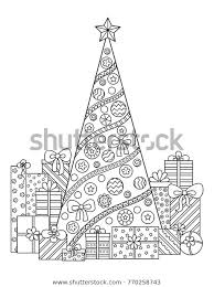 Black And White Christmas Tree Doodle Doodle Pattern In Black And White Christmas Decorations Tree Gifts Snow And Streamers Festive White Christmas Decor Doodle Patterns Black White Christmas