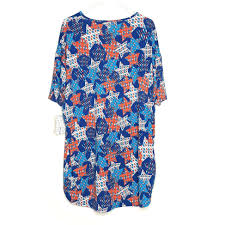 LuLaRoe Irma Stars & Popsicles Tunic Top, Red/White/Blue, L