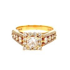 Natural diamond princess cut halo pave twist split shank milgrains diamond engagement ring 14k yellow gold gia. 14k Yellow Gold Princess Cut Diamond Engagement Ring With Ha E M Smith Family Jewelers Chillicothe Oh