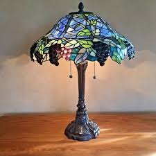 Tiffany Style Stained Glass Table Lamp Grape Vine Design Gorgeous Color 24 Tall Ebay Stained Glass Table Lamps Lamp Tiffany Style Table Lamps