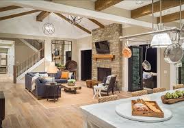 Stylish Family Home With Transitional Interiors The Family Room Features A Open Floor Plan With Vaulted Ceiling With Axe Colonial Style Homes House Plans Home