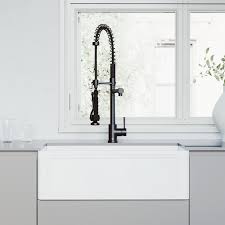 Complete kitchen tasks with more ease and efficiency. Vigo 30 Inch Matte Stone Crown Reversible Apron Front Farmhouse Kitchen Sink And Zurich Pull Down Kitchen Faucet And Soap Dispenser Set In Matte Black