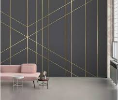 ورق جدران رمادي وذهبي