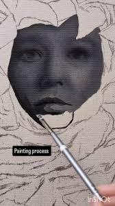 oilpainting a black and white oil painting self portrait in progress