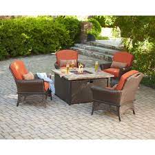 Hampton Bay Rosemarket 5 Piece Patio Fire Pit Set Xsc 1786 At The Home Depot Fire Pit Sets Patio Furniture Sets Patio Fire Pit