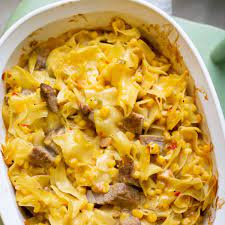 Pile into a casserole dish with a tablespoon of water in. Saucy Pork And Noodle Bake For Leftover Pork Peanut Blossom