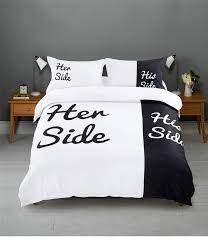Letter Print Duvet Cover Set King Queen Size Bed Sheet Bedding Set Sexy Herside Hisside Black White Bedroom Bed Linen Bedding Sets Aliexpress