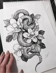 Twin snake floral flower tattoo pattern cell phone case gift popsockets grip and stand for phones and tablets Trendy Flowers Tattoo Designs Sketches Sleeve 63 Ideas Black Snake Tattoo Tattoo Sleeve Designs Tattoos