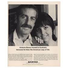 1966 Qantas Airlines: Antonio Rosso Moved to Australia Vintage Print Ad