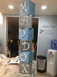 Lettered Gift Boxes With Baby Name Baby Blocks Baby Shower Diy Baby Stuff Baby Shower Box