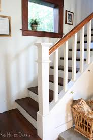 A newel post for creating staircases. Farmhouse Newel Post Makeover She Holds Dearly