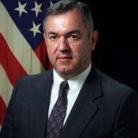 Former Secretary of the Navy John Dalton speaks to