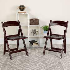 These wedding chairs are rated to hold up to 1,000 lbs of static weight with metal bracing in each seat to prevent breakage from thick underseat rivets. Mahogany Resin Folding Chair Le L 1 Mah Gg Foldingchairs4less Com