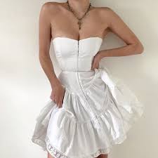 Sororite On Instagram An Angelic Vintage 1960 S Ruffled Lace Corset Dress Meant For Frolicking Through F In 2020 Lace Corset Dress White Vintage Dress Corset Dress