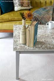 We used a flower and leaf pattern in the center and outlined it with a diamond border. How To Stencil Yourself A Tres Chic Coffee Table Royal Design Studio Stencils