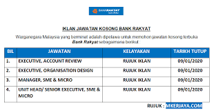 Manager, sme & micro 2. Iklan Jawatan Kosong Bank Rakyat Pelbagai Jawatan Dibuka 2020