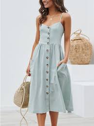 Casual Single Breasted Sleeveless Sling Casual Dresses Chicokay Summer Dresses For Women Fashion Womens Dresses