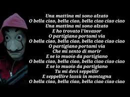 O partigiano, portami via, ché mi sento di morir. Bella Ciao Manu Pilas Lyrics Youtube Las Casas De Papel Sobres De Papel Letras