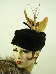 Vintage Hat 1940s Rare Lilly Dache Black Velour Ladies Hat With Bird Hat Pin Ebay Hats Vintage Hats Crazy Hats