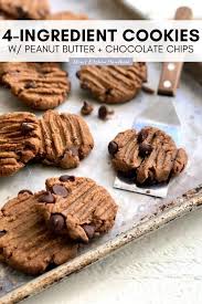 4 Ingredient Peanut Butter Chocolate Chip Cookies Recipe Flourless Peanut Butter Cookies Peanut Butter Chocolate Chip Cookies Easy Gluten Free Desserts