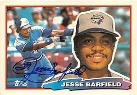 Jesse Barfield autographed baseball card (Toronto Jays) 1988 Topps #92 Big 