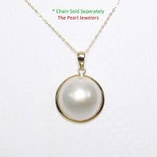 14k Solid Yellow Gold Bezel Setting A 14 15mm White Mabe Pearl Pendant 7 8 Mabe Pearl Pearl Pendant Fine Pearl Necklace