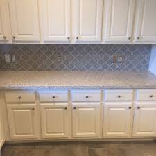 Five Star Floors Humble Customer Backsplash And Counter Install Dove Gray Arabesque Gray And White Kitchen Grey Backsplash Countertop Remodel