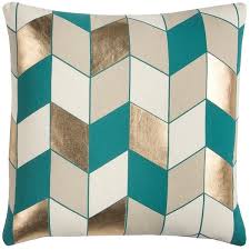 Teal And Tan Metallic Herringbone Pillow 25 Liked On Polyvore Featuring Home Home Decor Throw P Teal Throw Pillows Throw Pillows Geometric Throw Pillows