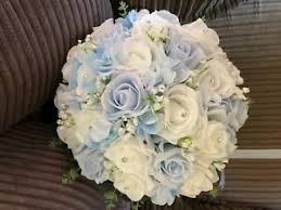 Matching wedding party flowers are available upon. Wedding Posy Bouquet Lavender White Baby Blue Baby Blue Hydrangea Ebay