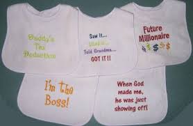 5 Custom Embroidered Baby Bibs Lots Of Cute Sayings To Pick From Baby Bibs Sewing Quotes Personalized Baby Gifts