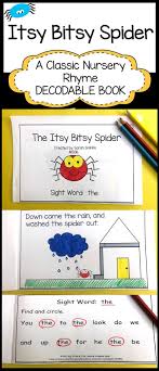 Itsy Bitsy Spider Printable Decodable Book Sight Word Reader Nursery Rhymes Prek Kindergarten First Sight Words Decodable Books Sight Word Readers