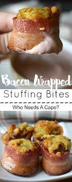 Bacon Wrapped Stuffing Bites Are A Wonderful Holiday Appetizer Use Up Leftover Stuffing And Wrap Thick Flavo Holiday Appetizers Easy Recipes Appetizer Recipes