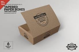 Paper Tapered Takeout Boxes Mockup Food Box Packaging Packaging Mockup Box Mockup