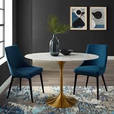 Modway Lippa 48 Oval Artificial Marble Dining Table In Gold White In 2020 Dining Table Marble Oval Table Dining Tulip Dining Table