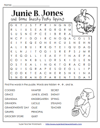 Print the page to use the worksheet. Literature Unit For Junie B Jones And Some Sneaky Peeky Spying
