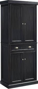 We inherited black granite counter tops and painted white cabinets from the previous owners, so we. Amazon Com Crosley Furniture Seaside Kitchen Pantry Cabinet Distressed Black Furniture Decor