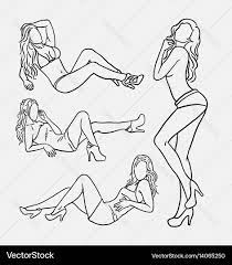 Sexy girl pose sketches Royalty Free Vector Image