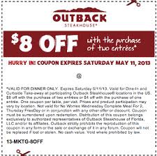 Outback Steakhouse 8 Off Printable Coupon Outback Steakhouse Restaurant Coupons Printable Coupons