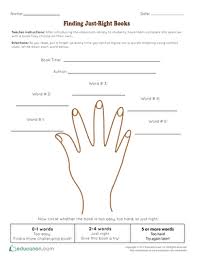 Finding Just Right Books Worksheet Education Com Just Right Books Reading Stamina Five Finger Rule