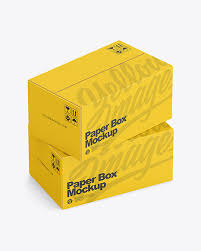 Download Two Paper Boxes Mockup In Box Mockups On Yellow Images Object Mockups PSD Mockup Templates