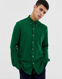 Check spelling or type a new query. Polo Ralph Lauren Slim Fit Pique Shirt With Collar In Green 106 Asos Lookastic