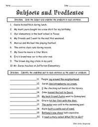 29 Subjects And Predicates Ideas Subject And Predicate Predicates 4th Grade Writing