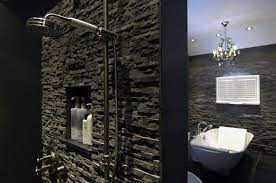 douche en ruwe stenen wand badkamer douche douche ideeen