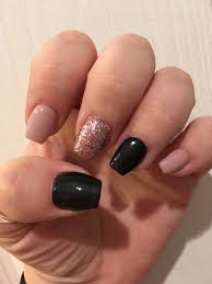 Acrylic Black And Rose Gold Nails Pin On Nails